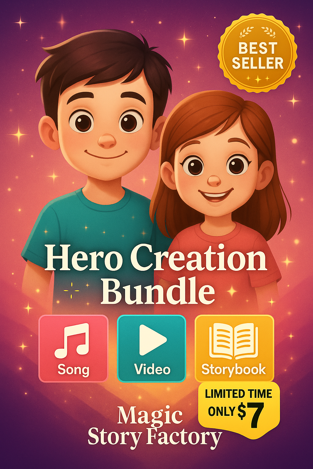 Hero Creation Bundle – Personalized Song + Video + Storybook ($7)
